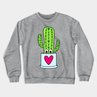 Cute Cactus Design #332: Cute Cactus In A Heart Pot Crewneck Sweatshirt